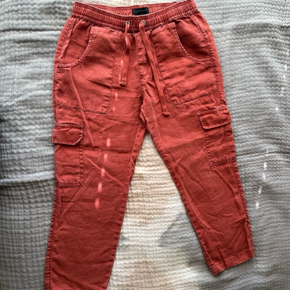 Anthropologie Sanctuary Linen Cropped Cargo Pants